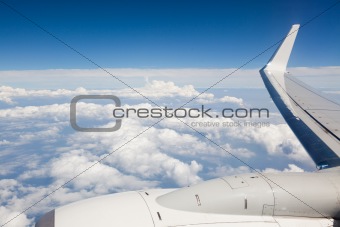 Airplane Wing view from Window during Flight