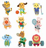 cartoon animal sport player icons set