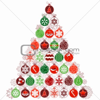 Stylized Christmas tree made of balls