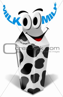 Cartoon cow milk packaging