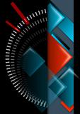 Geometric abstract background black, red and blue