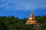 golden buddha on green mountain