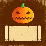 Pumpkin Halloween and paper scroll