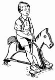 Boy and toy horse