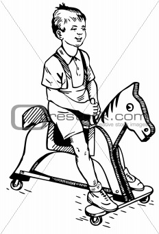 Boy and toy horse