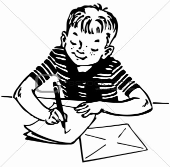 Boy writing a letter