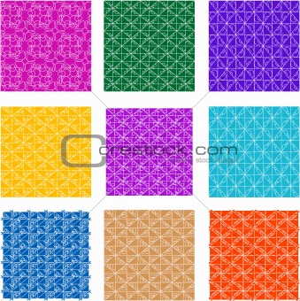 set of Seamless background flowers, floral pattern colored