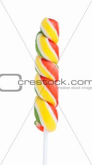 Colorful sweet lollipop isolated over white background
