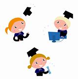 Cute graduation Kids collection isolated on white

