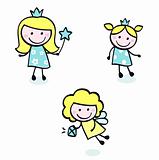 Cute doodle princess collection isolated on white - blue
