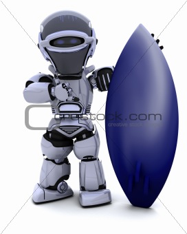 Robot with a surf board