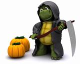 tortoise dressed as the grim reaper for halloween