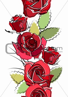 Seamless  border with red roses
