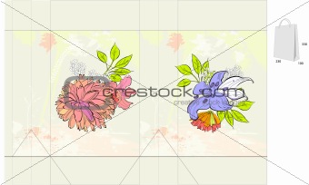 Template for bag with flowers 
