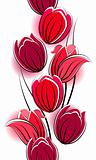 Seamless border with red tulips