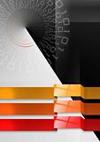 Geometric abstract background black red and orange