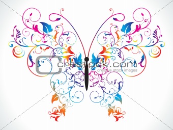 abstract colorful rainbow floral butterfly