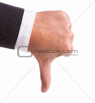 Businessmen showing thumb down on a white background