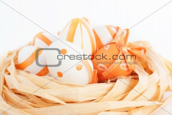 Easter eggs in orange tones