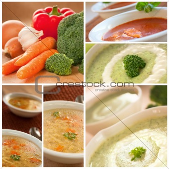 Vegetables soup collage