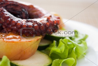 Baked octopus with vegetables