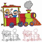 Children Riding Train