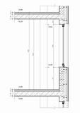 Construction drawing - cross section of a window. Black and white vector illustratration.