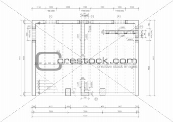 Construction drawing of a floor slab. Black and white vector illustratration.
