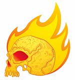 Illustration of the skull in flames
