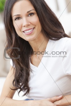 Portrait of Happy Smiling Beautiful Brunette Woman 