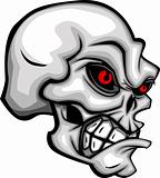 Skull Cartoon with Red Eyes Vector Image