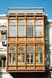 traditional balcony window architecture detail baku azerbaijan 