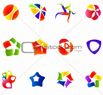 12 colorful vector symbols: (set 16)