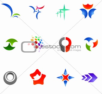 12 colorful vector symbols: (set 11)