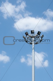 lamp post in clear blue sky