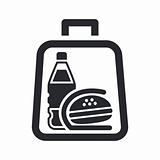 Vector illustration of single isolated icon depicting a sandwich and drink in a bag
