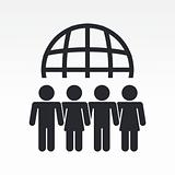 Vector illustration of modern icon depicting a global people meeting