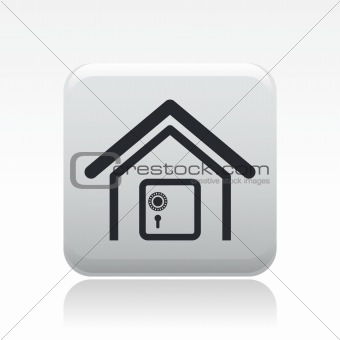 Vector illustration of modern single icon depicting a strongbox in a house