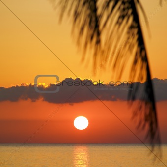 sunset over Caribbean Sea, Maria la Gorda, Pinar del Rio Province, Cuba