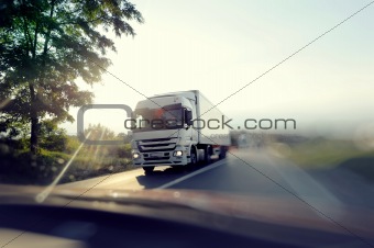 Truck on freeway