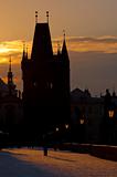 Charles Bridge at dawn, Prague, Czech Republic