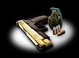 Handgun bullets and grenade