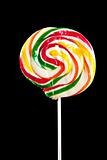 Colorful sweet lollipop. Shot on black background