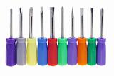 Assortment of colorful screwdrivers 