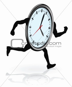 Clock character running