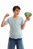 Happy teenager with cash