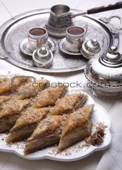 Ramadan dessert baklava and turkish coffee