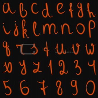 vector latin burning alphabet and numbers