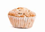 Muffin with raisins isolated on a white background