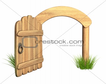 Opened wooden door